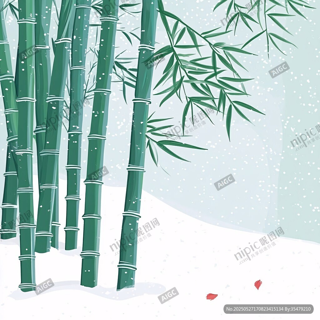 雪覆翠竹景