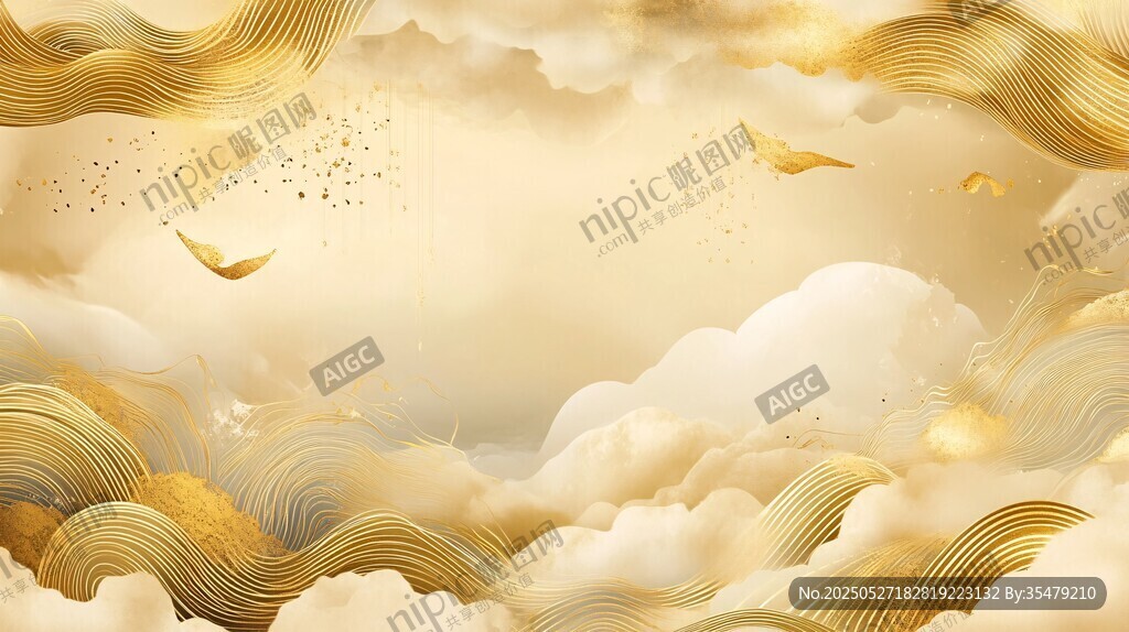 金色云海飛鳥夢幻場景