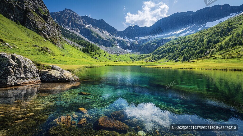 高山碧湖美景如畫