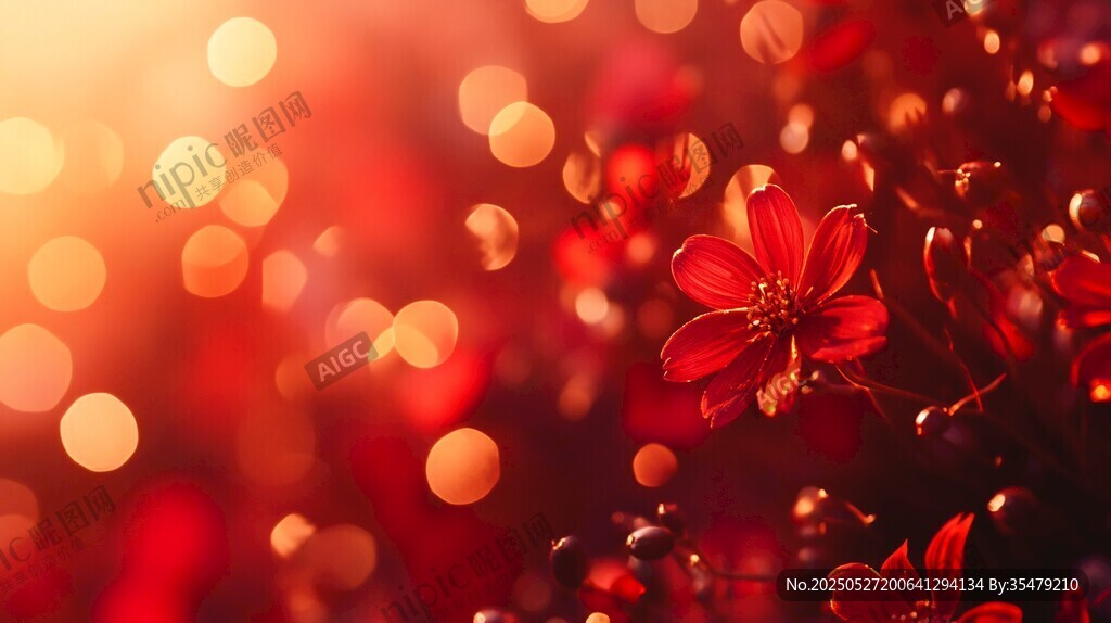 紅花朵朵綻于光影之中