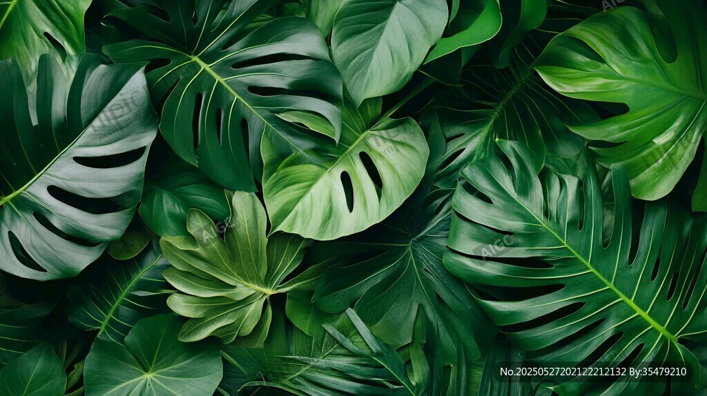熱帶綠植葉片背景圖