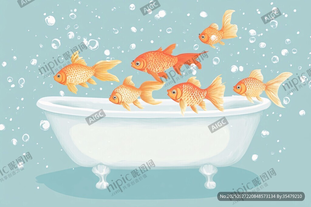 浴缸中的歡快金魚