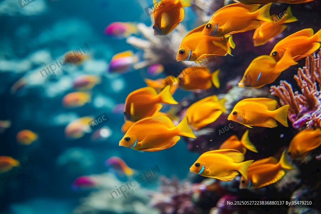 暢游珊瑚海的橙色小魚