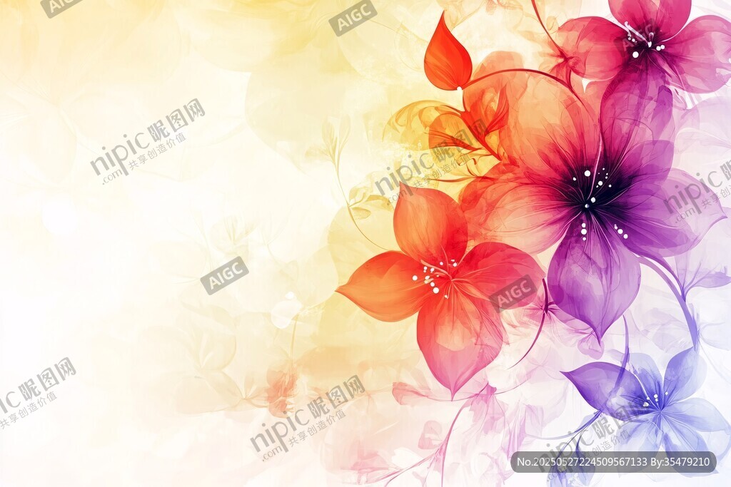 夢(mèng)幻多彩花卉背景圖