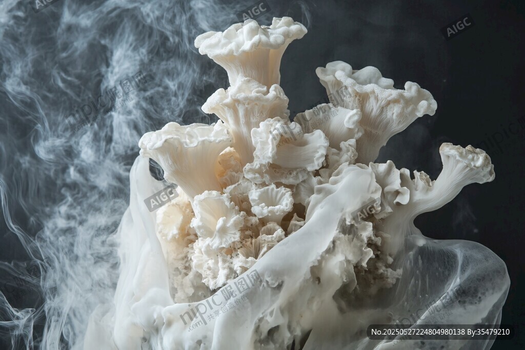 夢幻白色菌類 煙霧環繞