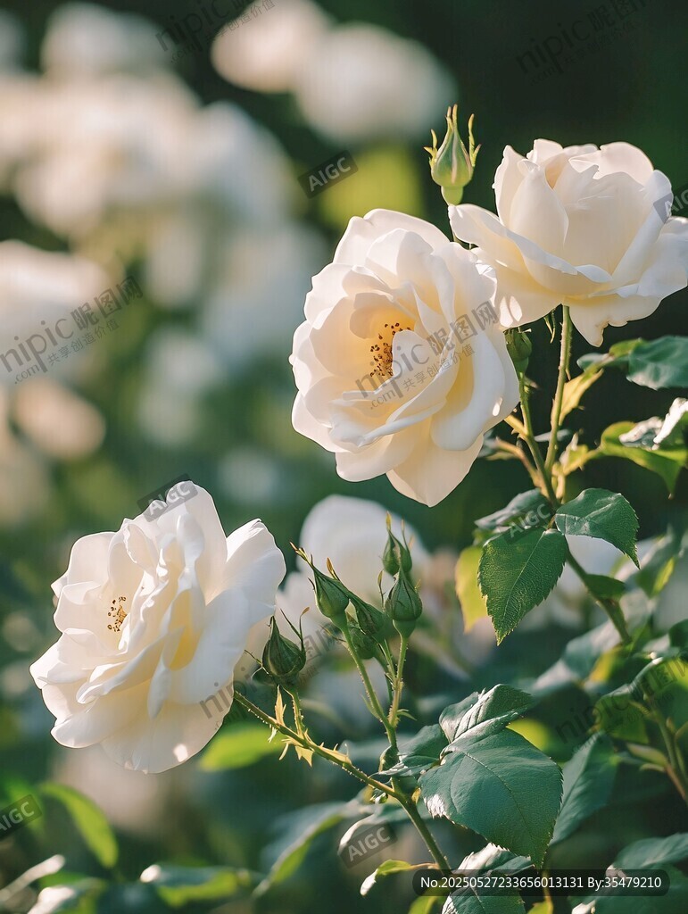 白色月季花綻放的美麗
