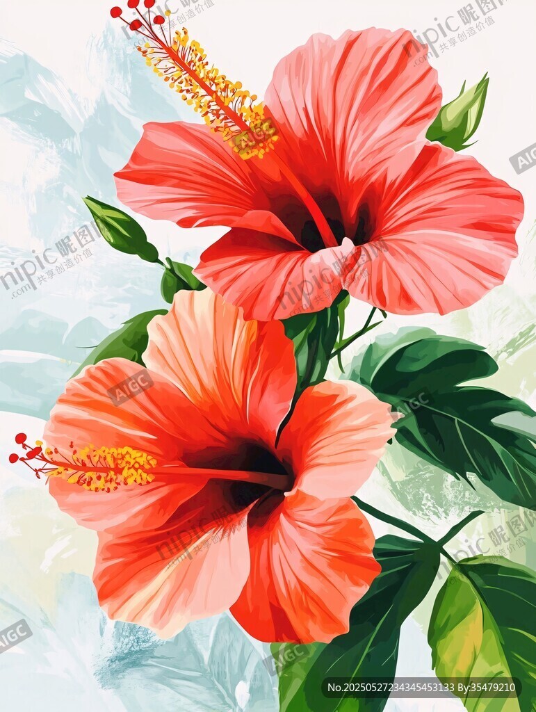 艷麗朱槿花綻放