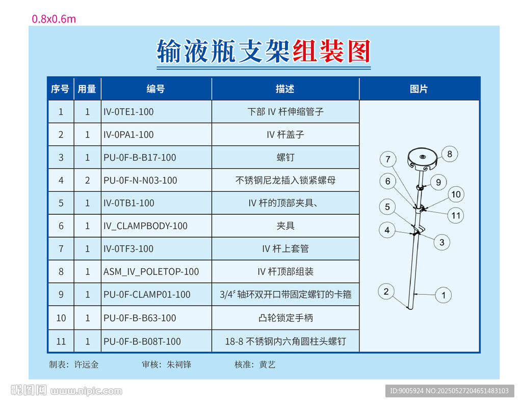 輸液瓶支架組裝圖