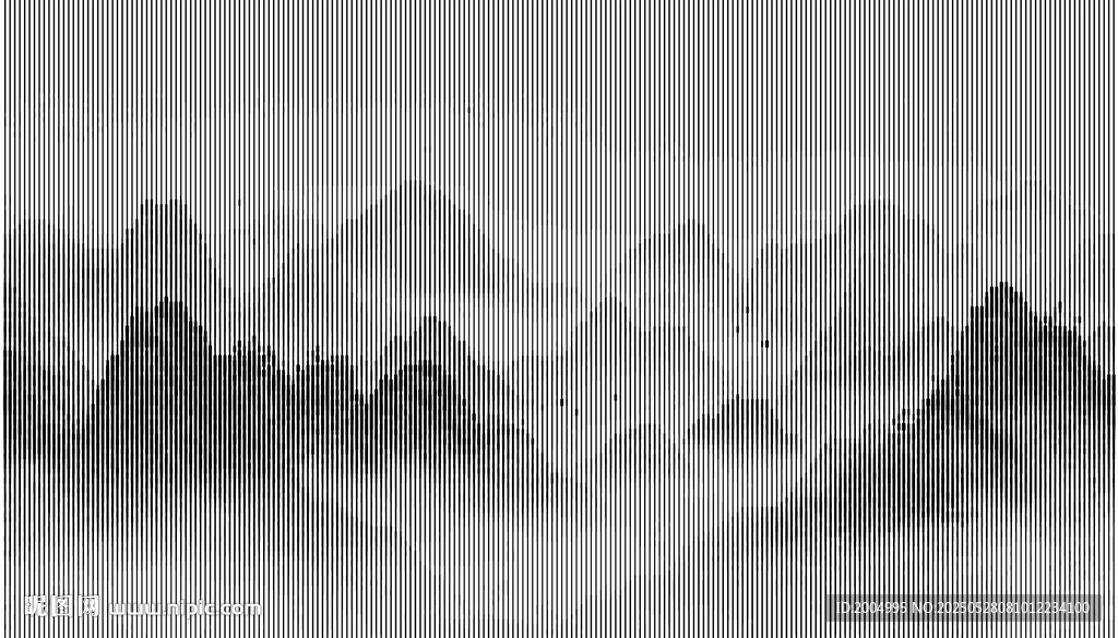 線條水墨群山意境圖