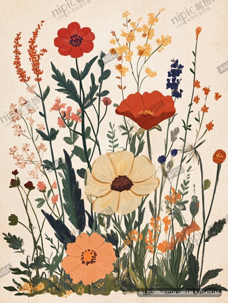 繽紛野花插畫