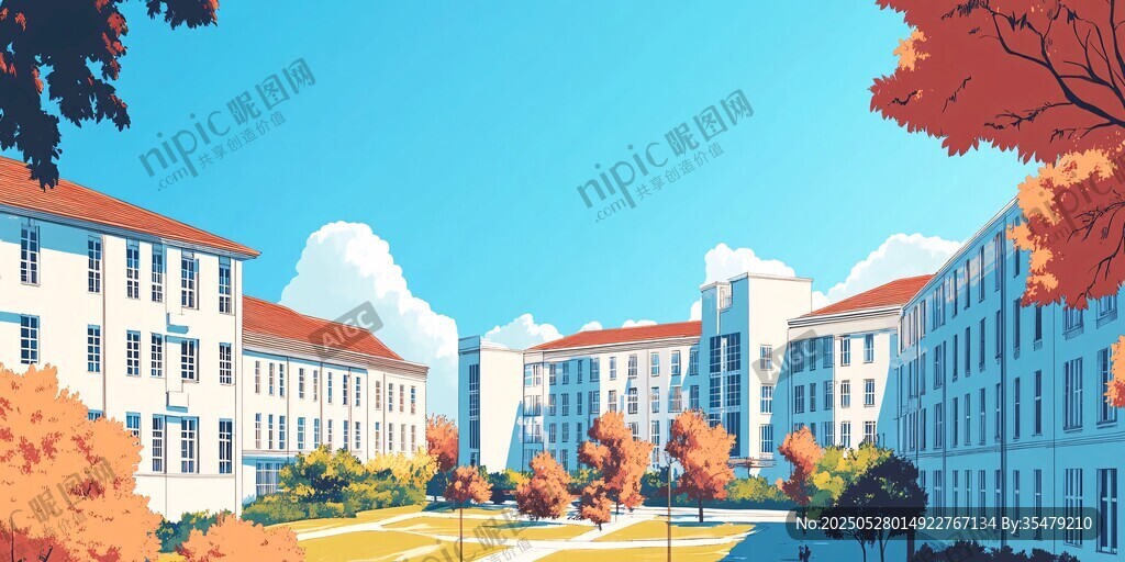 秋日校園風景圖