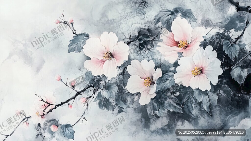 水墨繁花圖