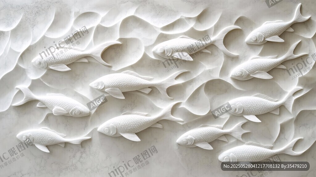 魚群浮雕藝術(shù)作品展示