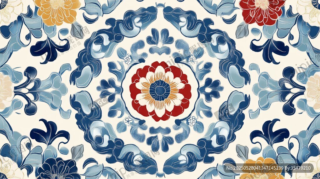 復(fù)古花卉幾何圖案裝飾畫(huà)