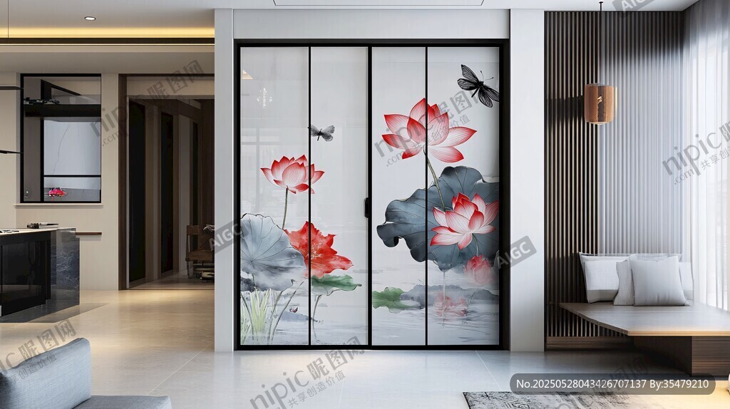 中式荷花屏風(fēng) 雅致家居風(fēng)