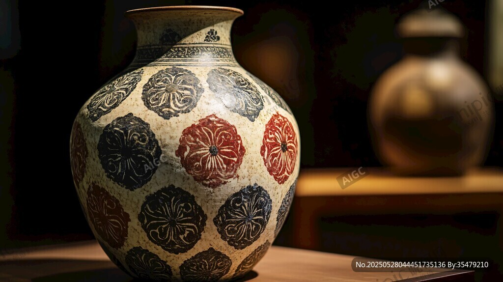 古典花紋陶瓷花瓶展示