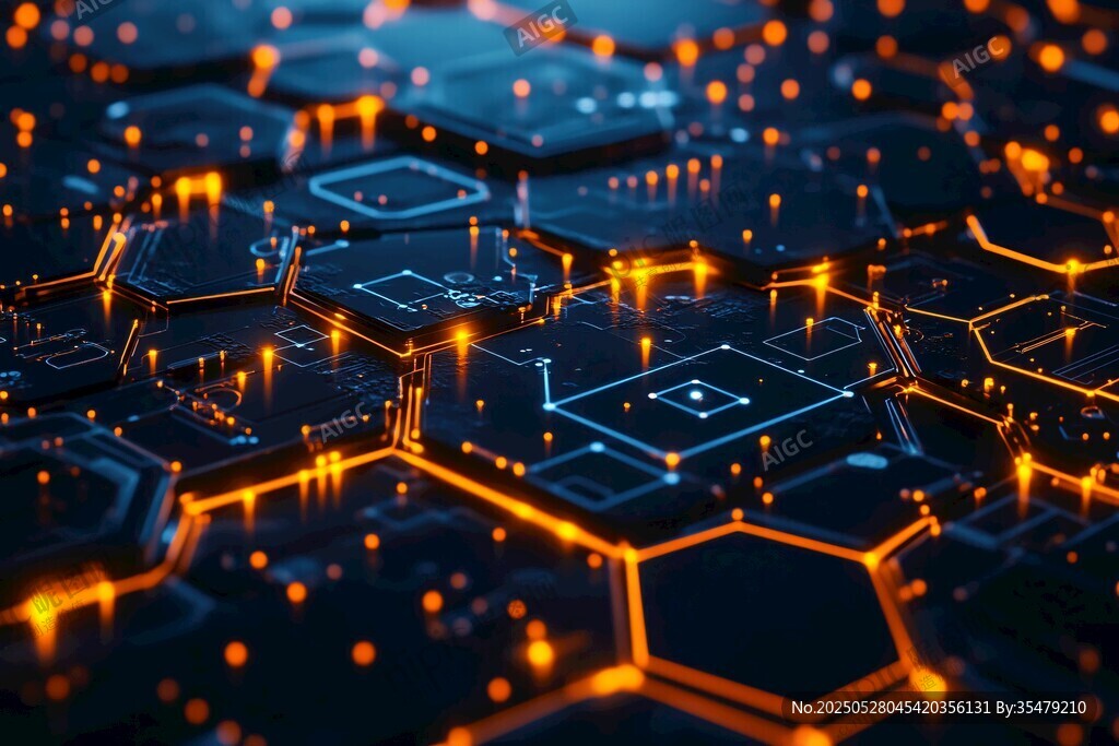 科技感六邊形電路發(fā)光圖案