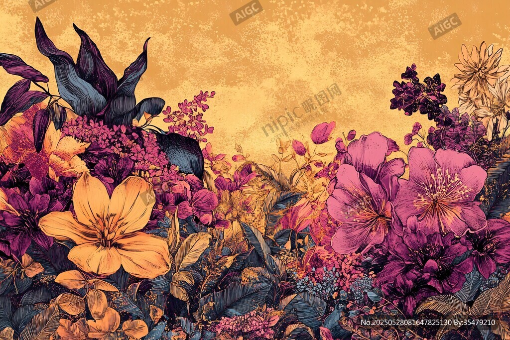 夢幻花卉背景圖