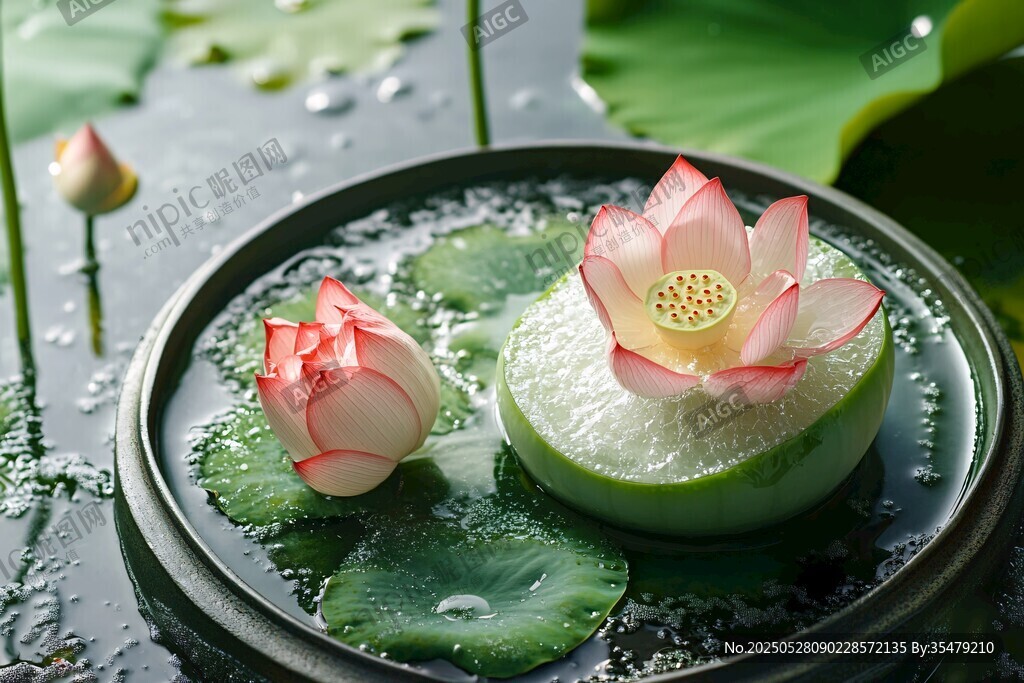 碗中荷花靜美水生景致