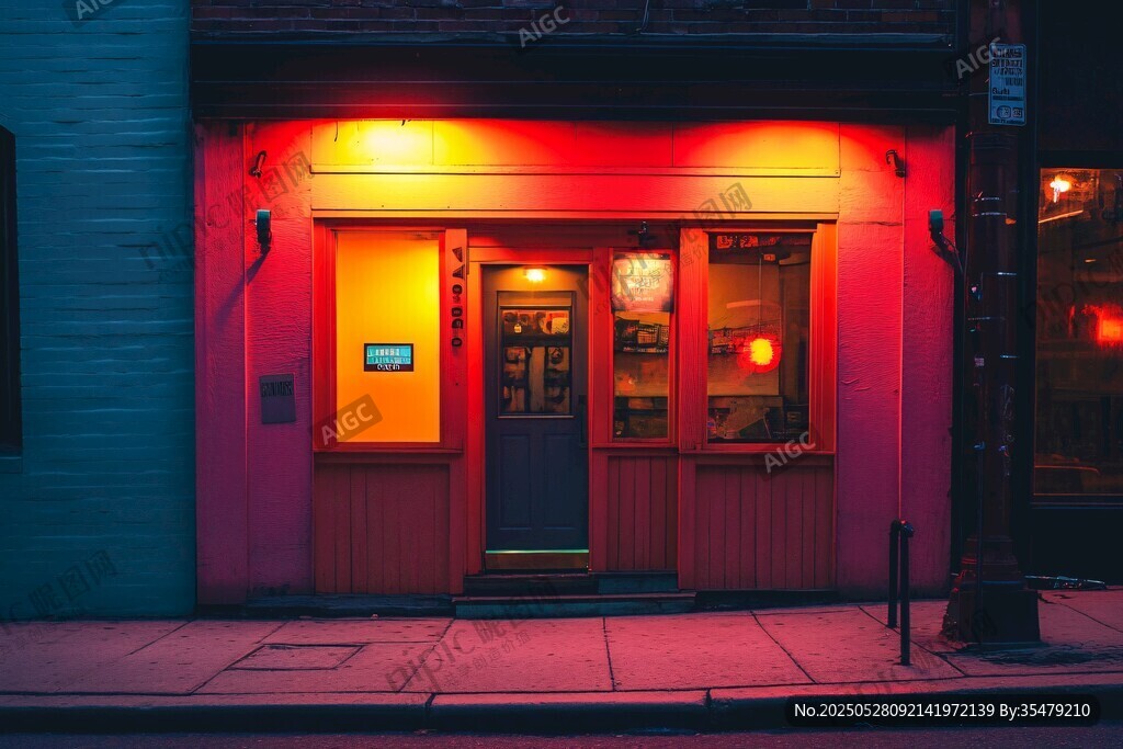 霓虹燈下的溫馨小店