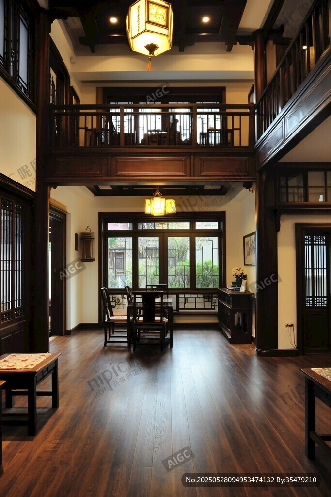 中式雙層客廳典雅家居風(fēng)