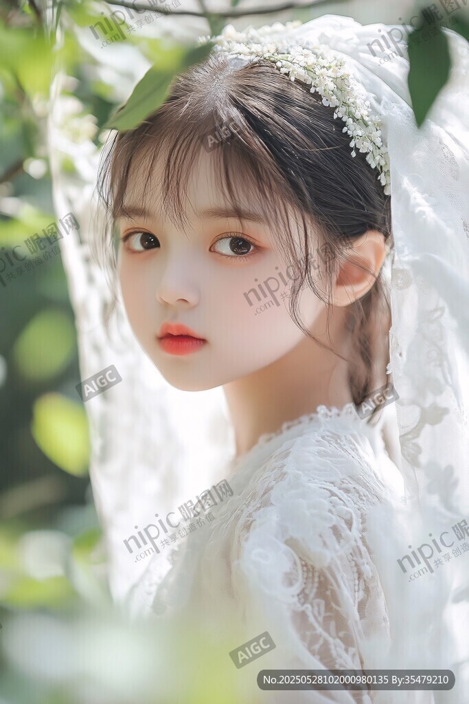林間白衣少女的夢幻模樣