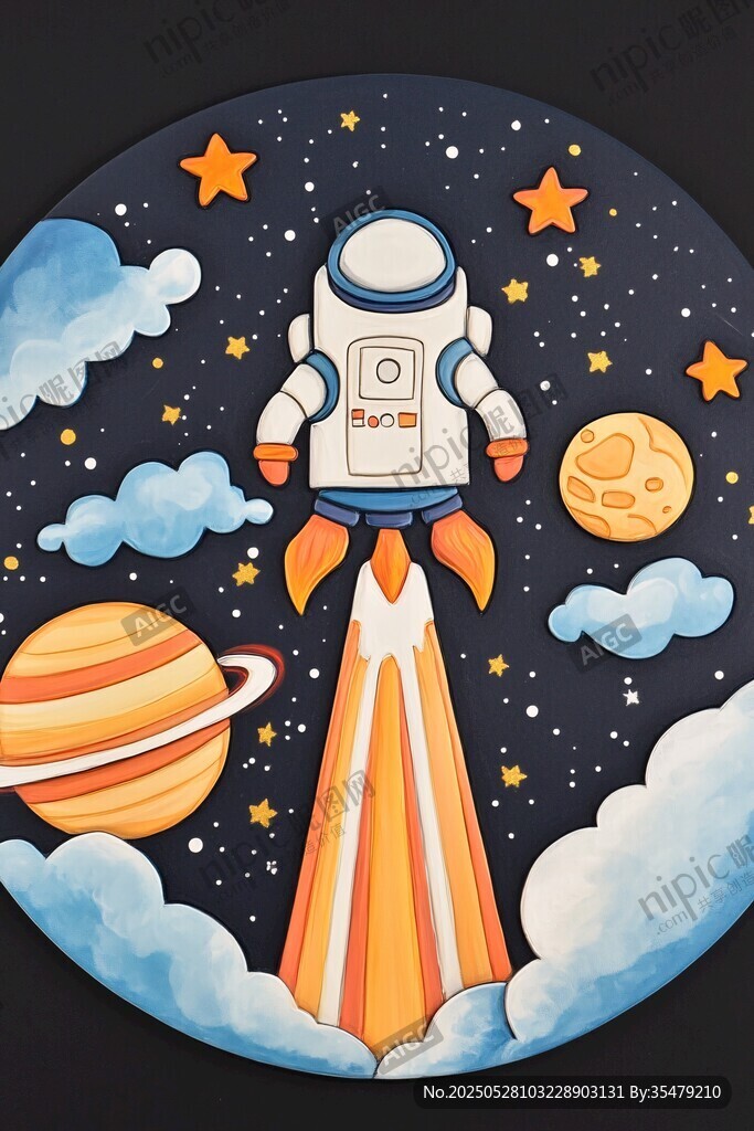 宇航員升空探索宇宙圖景