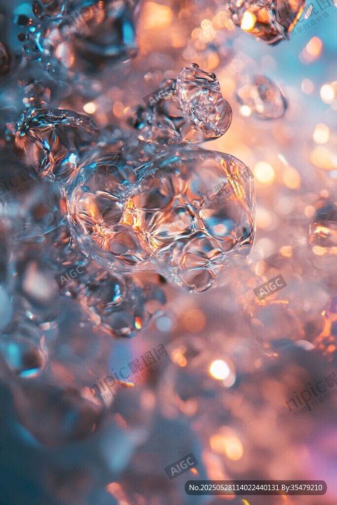 夢幻晶瑩的氣泡微觀世界
