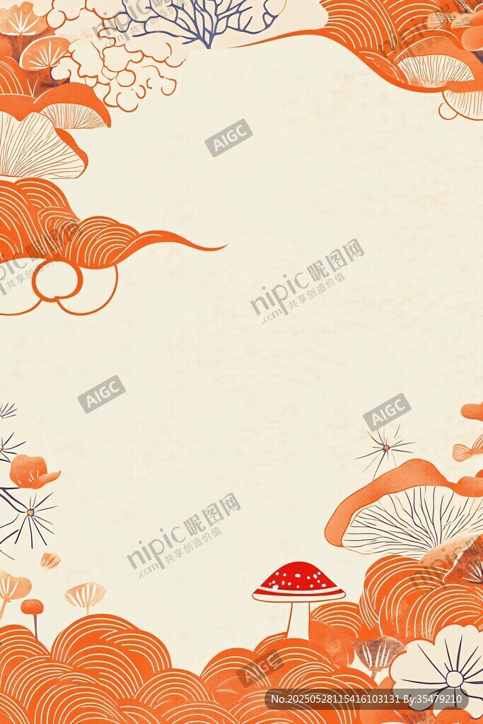 中式云紋蘑菇古風(fēng)背景圖