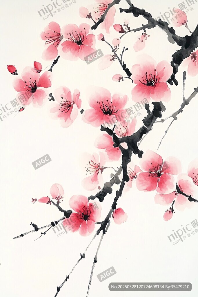 水墨桃花圖