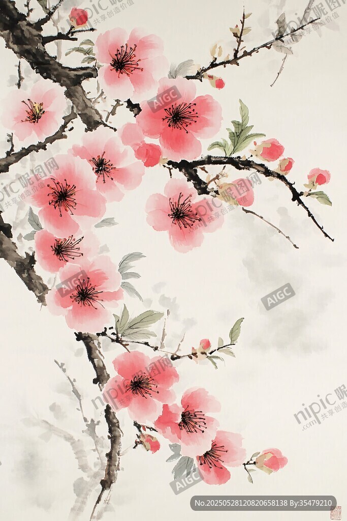 水墨桃花圖