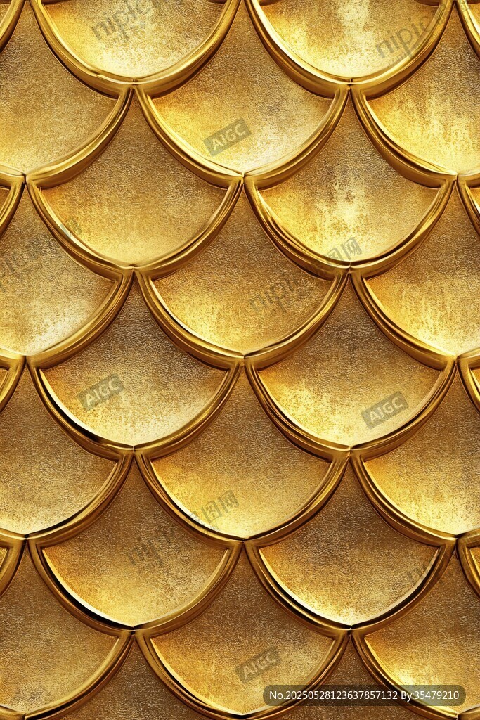 金色魚鱗狀金屬紋理圖案