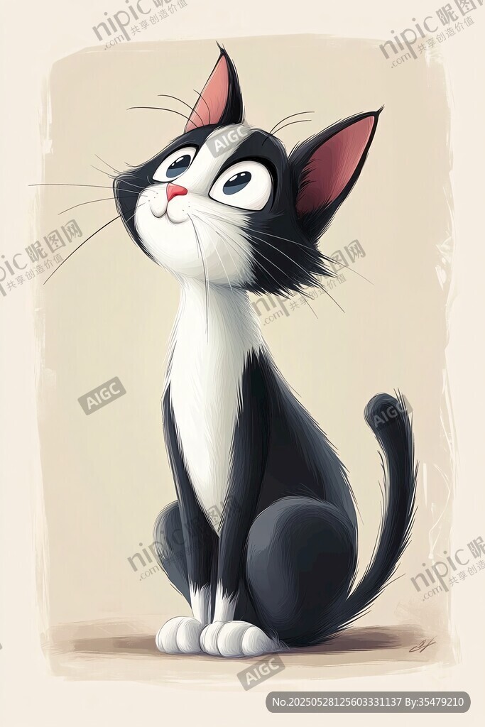 黑白萌貓?zhí)ь^望