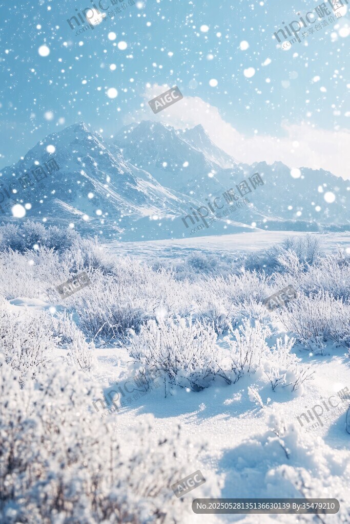 雪覆山野 雪花紛飛的美景