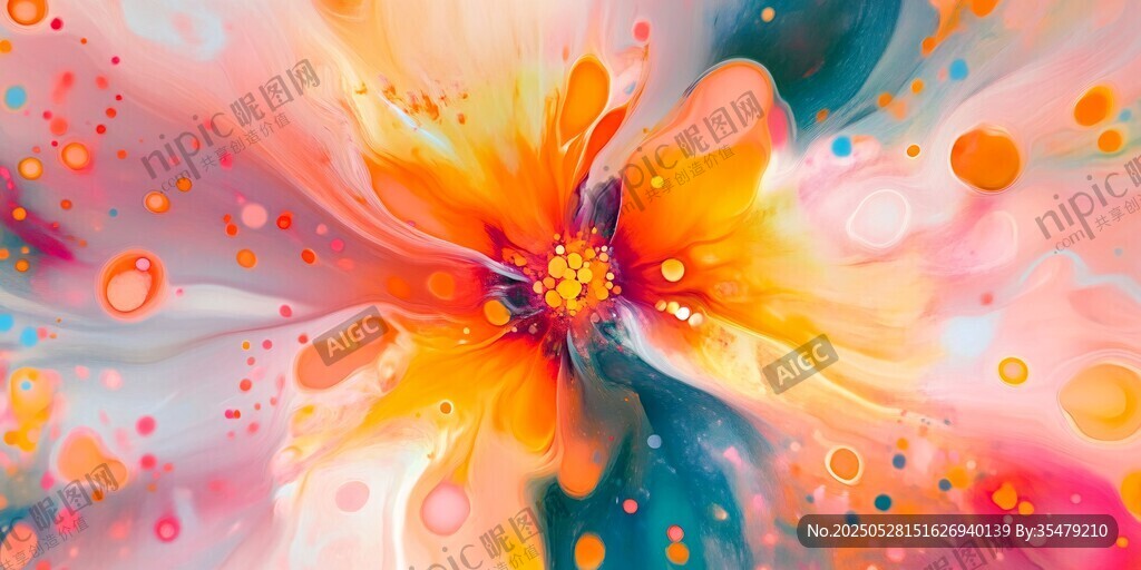 夢幻絢麗抽象花朵圖案