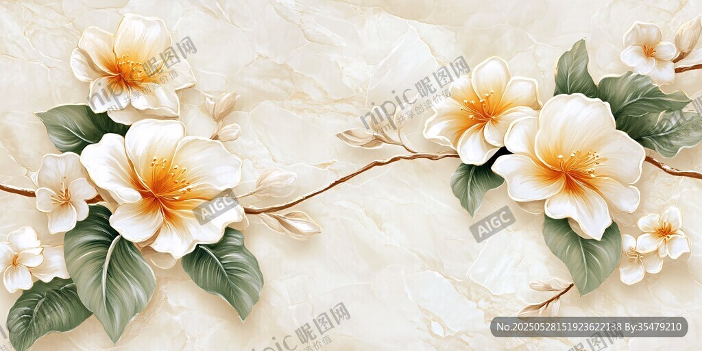 唯美玉蘭花枝裝飾圖案