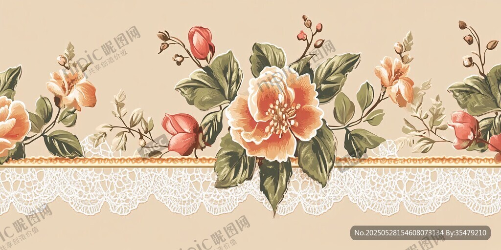 復(fù)古花卉蕾絲裝飾邊飾