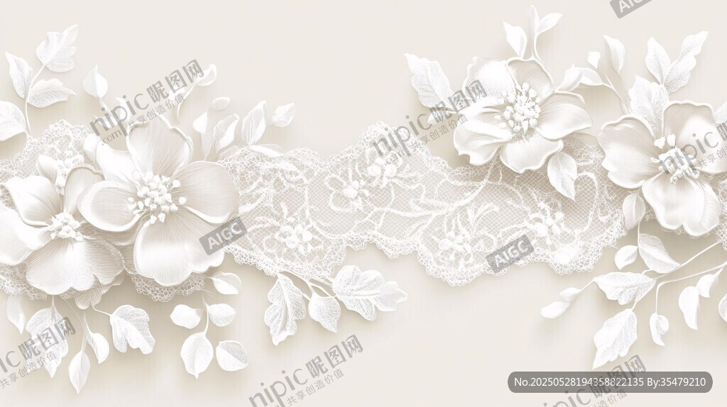 白色花卉蕾絲裝飾圖案
