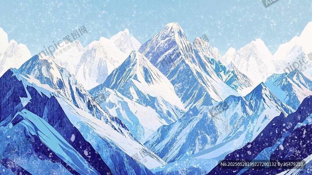 壯麗雪山景觀插畫