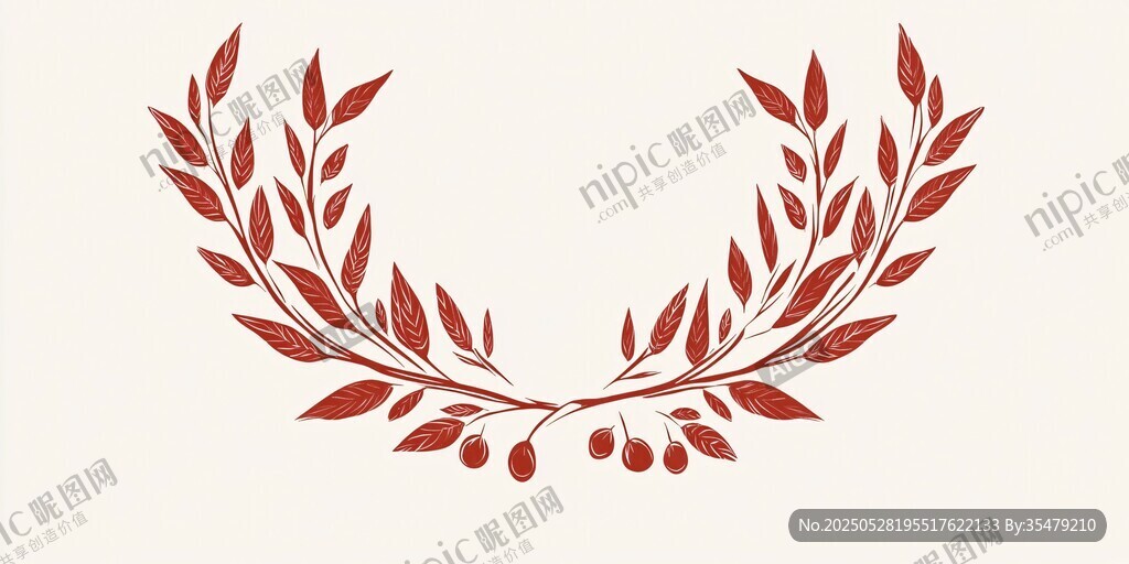 紅色植物花環(huán)圖案設(shè)計(jì)