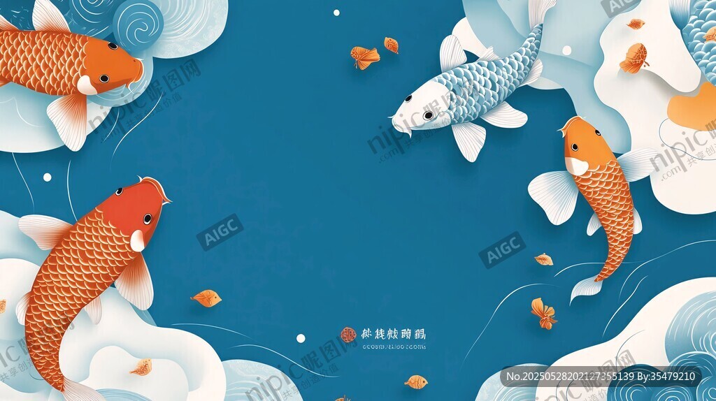 錦鯉游弋于云海間