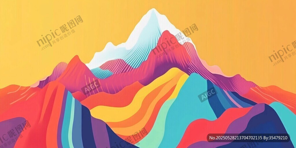 絢麗多彩的抽象山峰景觀