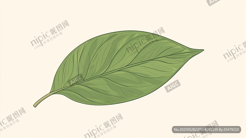 單片綠葉插畫