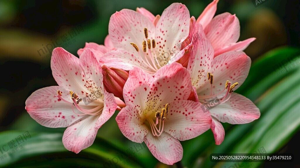 嬌艷粉色斑點(diǎn)花朵特寫(xiě)