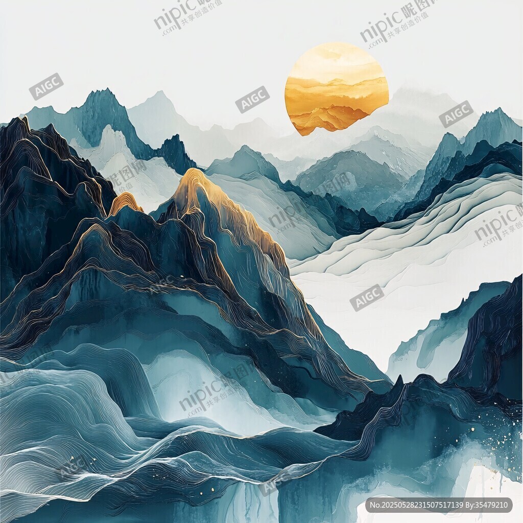 水墨山川間的落日美景