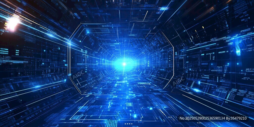 未來(lái)科技感的科幻隧道空間