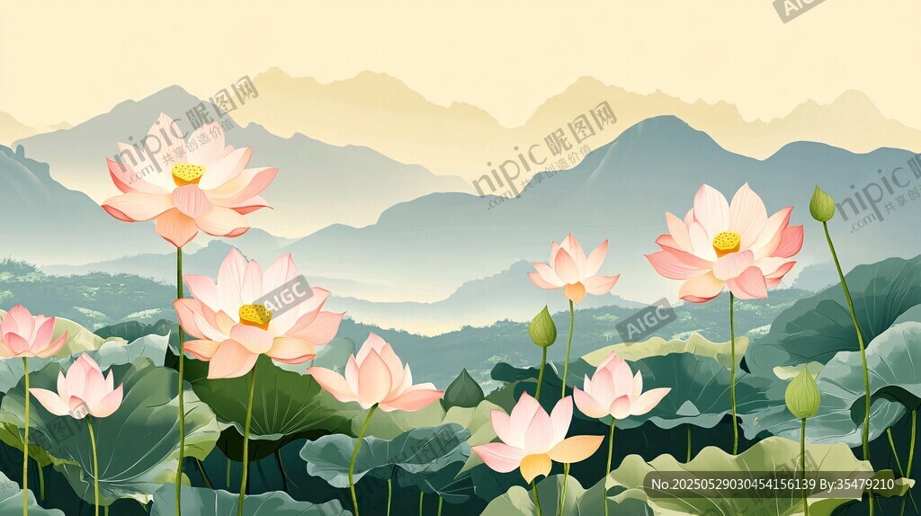 山間荷韻 清新自然之景