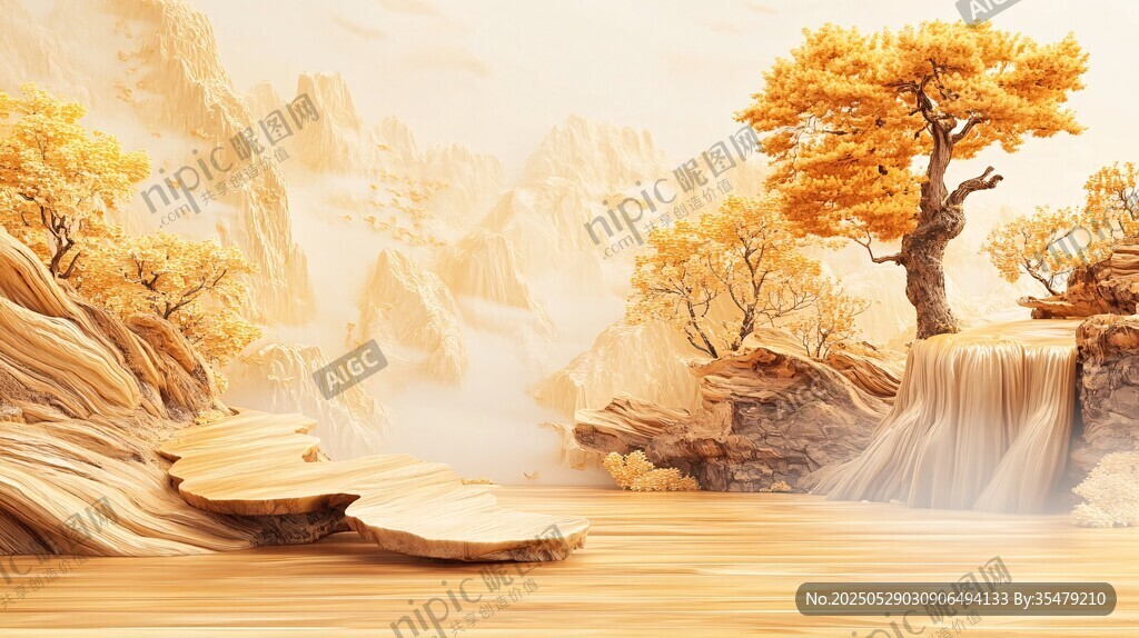 金秋山水間的靜謐景致