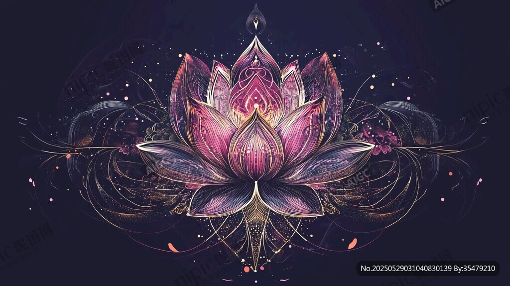 夢幻神秘蓮花藝術插畫