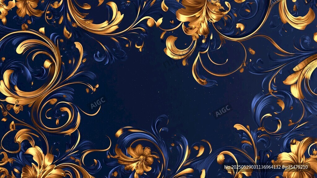 藍(lán)金奢華花紋裝飾背景圖